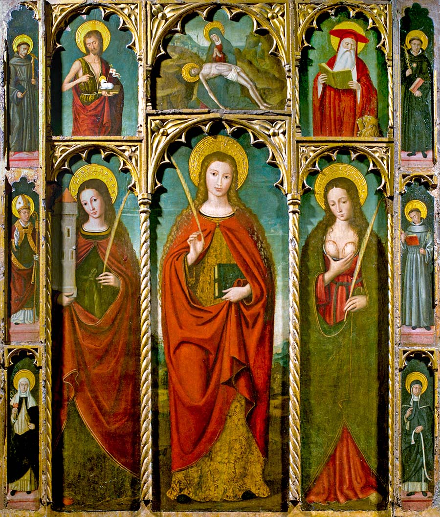 Triptych of St. Devote painted by Louis Brea in 1517 conserved in Dolceacqua St. Antonio Abate church