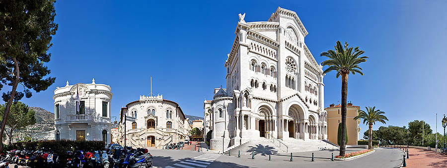 Monaco-Ville: the Law Courts, and the Cathedral