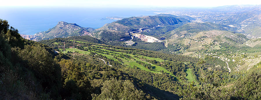 Monaco, on the left, and the 18 holes Monte Carlo Golf Club, located at 900 m of altitude