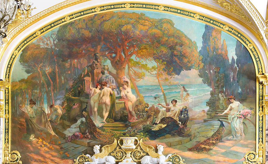 Montecarlo: affresco di Paul Gervais nella Sala Impero dell'Hôtel de Paris, Principato di Monaco