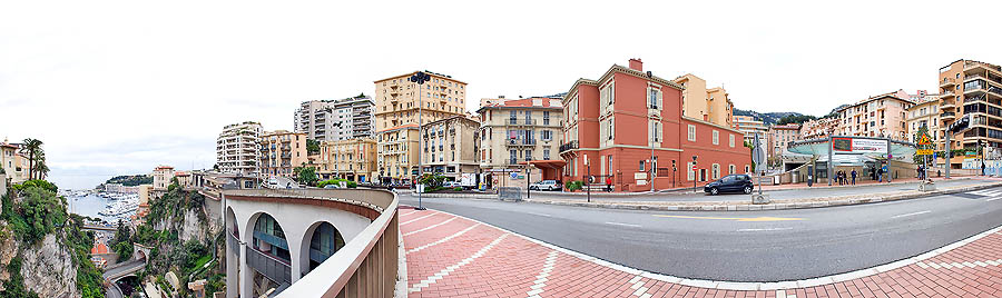 Monaco: Saint Devote valley and the exit from the Underground Train Station