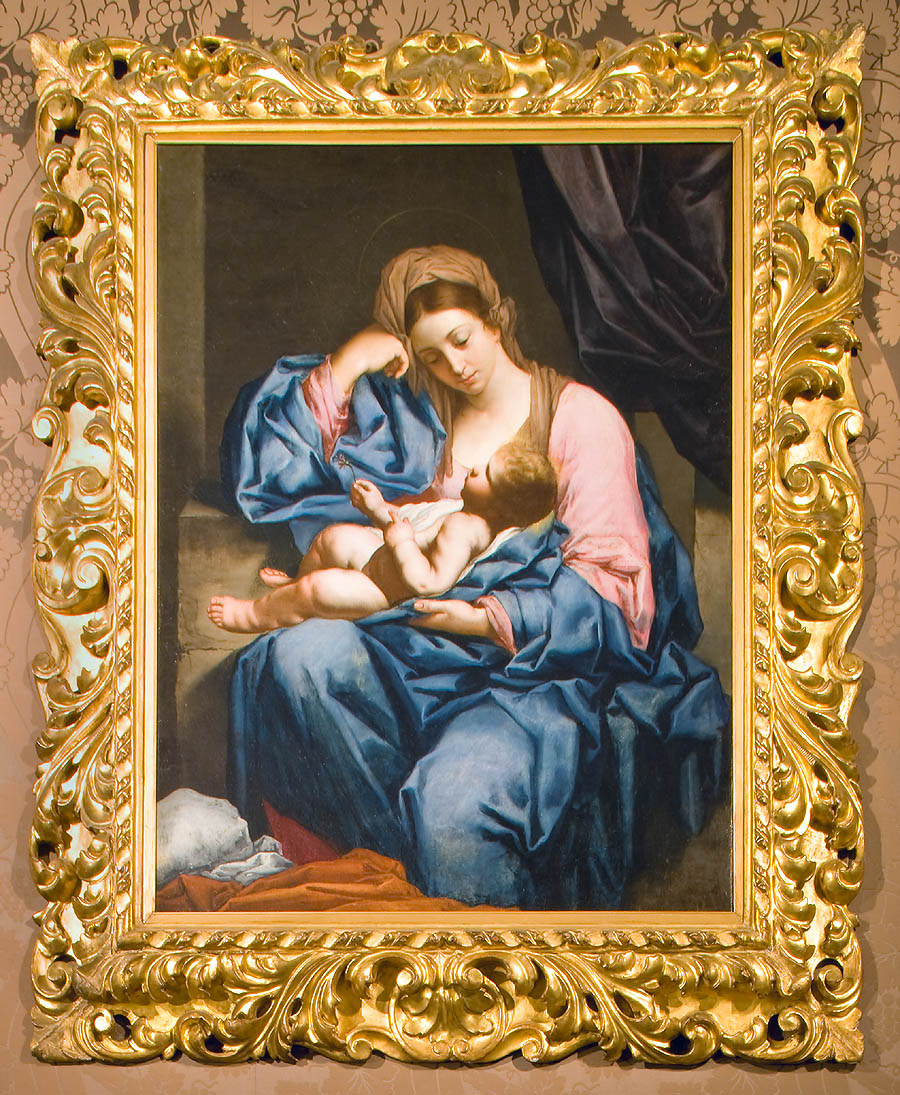 Monaco-Ville: Madonna and Child, oil painting on canvas, by Simone Cantarini (1612-1648)