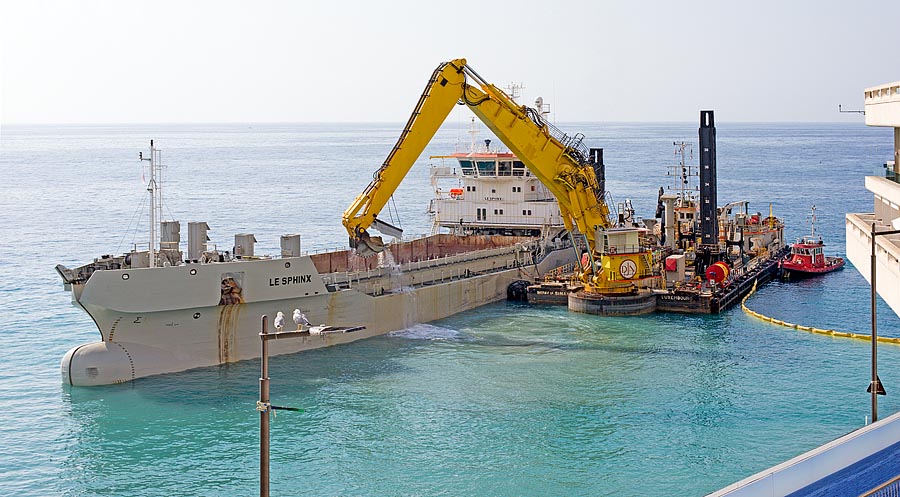 Lavori d’espansione sul mare al Larvotto, Principato di Monaco