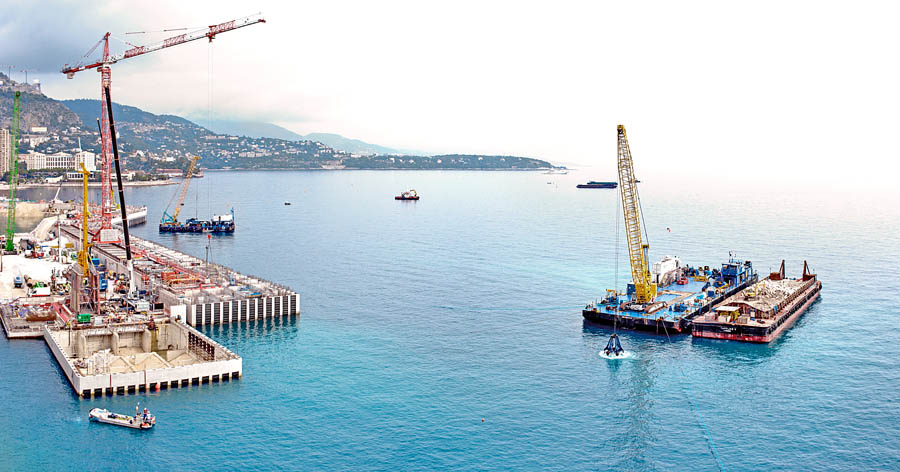 Lavori d’espansione sul mare al Larvotto, Principato di Monaco