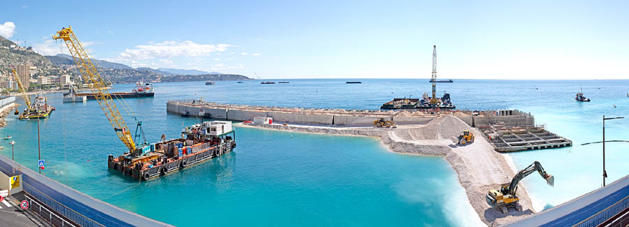 Lavori d’espansione sul mare al Larvotto, Principato di Monaco