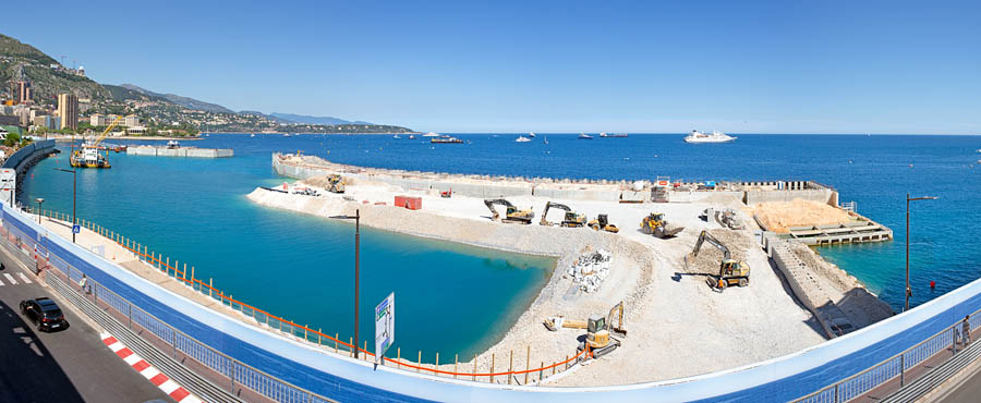 Lavori d’espansione sul mare al Larvotto, Principato di Monaco