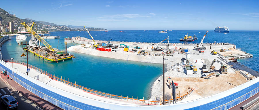 Lavori d’espansione sul mare al Larvotto, Principato di Monaco