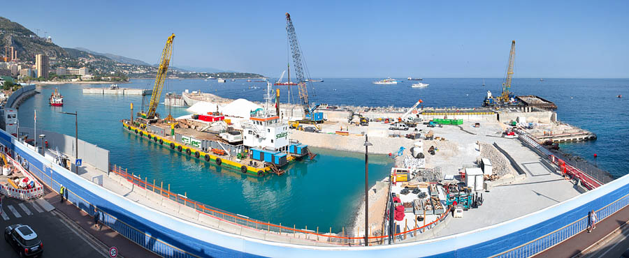 Lavori d’espansione sul mare al Larvotto, Principato di Monaco