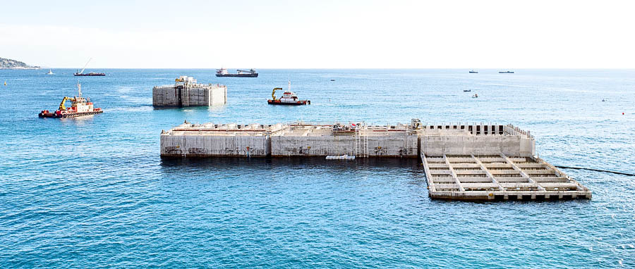 Lavori d’espansione sul mare al Larvotto, Principato di Monaco