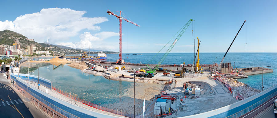 Lavori d’espansione sul mare al Larvotto, Principato di Monaco