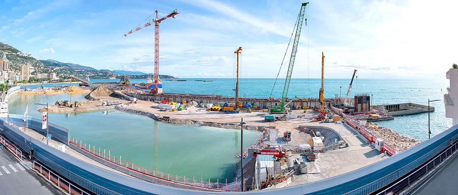 Lavori d’espansione sul mare al Larvotto, Principato di Monaco