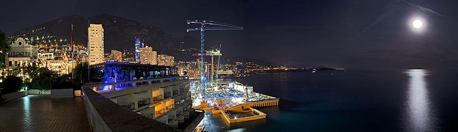 Lavori d'espansione sul mare al Larvotto, Principato di Monaco